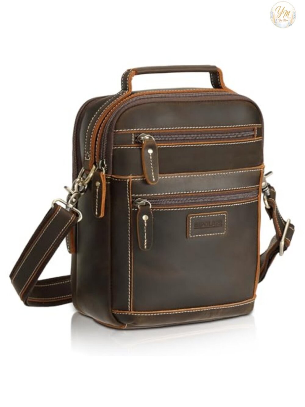 Italian Full Grain Leather Messenger Bag for Men Crossbody Shoulder Business